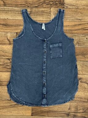 Mudd Washed Blue Button Front Tank Top Size XS